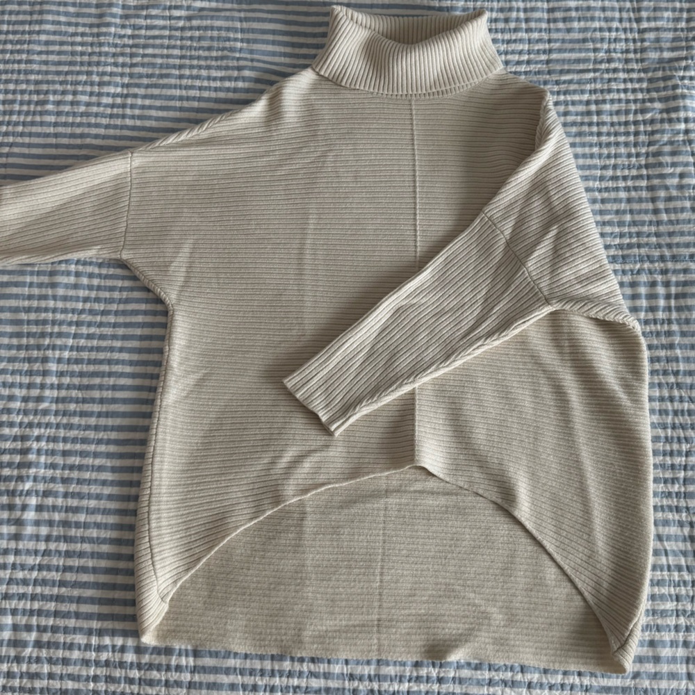 Ribbed Turtleneck High-Low Sweater